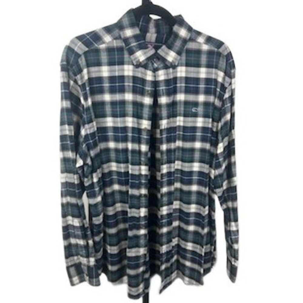 Vineyard Vines Plaid‎ Whale Shirt Long Sleeve Flannel Men's Size Large